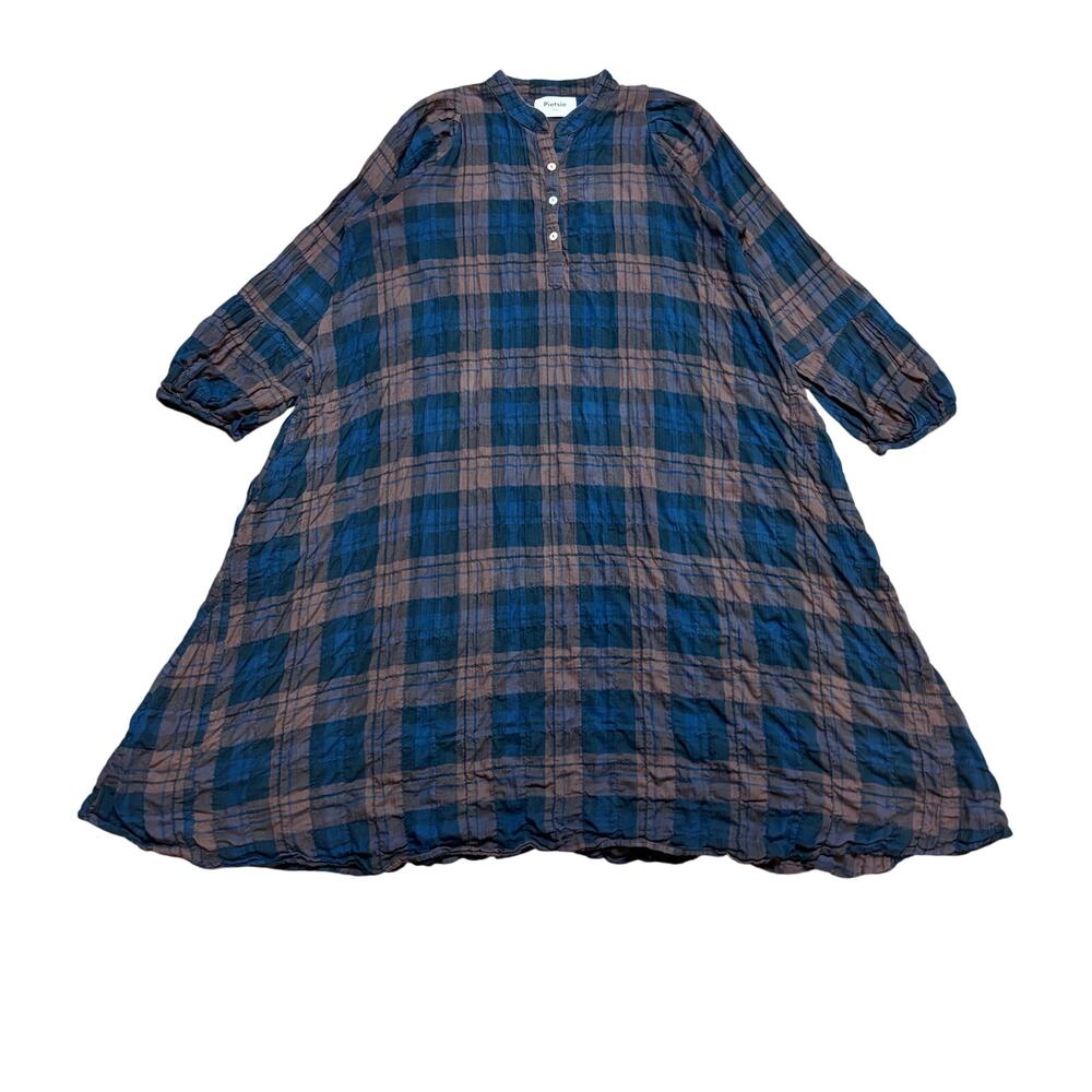 Pietsie Atlin Plaid Dress with Pockets Women's Small Cottagecore Boho